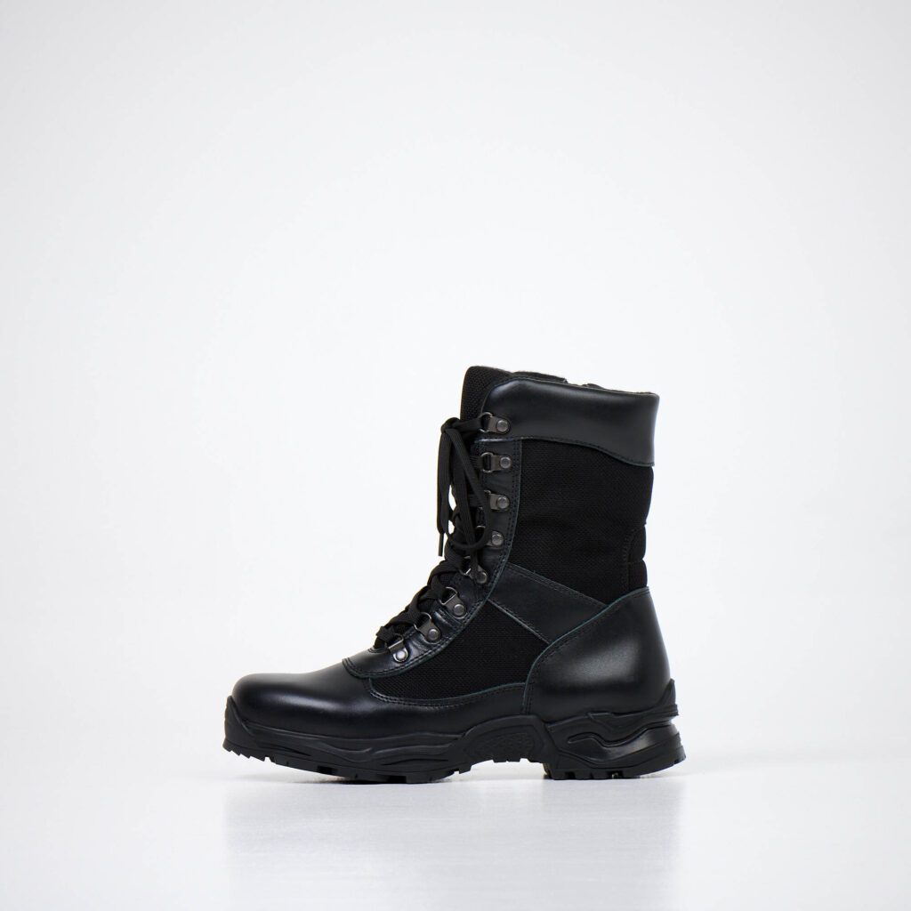 Samelin 590 Desert Boots with Zipper - Black Military Style Boots with Water-Repellent Leather